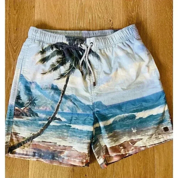 Island Haze Mens Board Shorts Blue Bathing Suit Beach Ocean XXL Youth - Picture 5 of 12